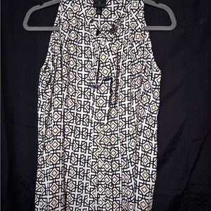 Worthington Geometric Print Blouse - Black, White, Gold